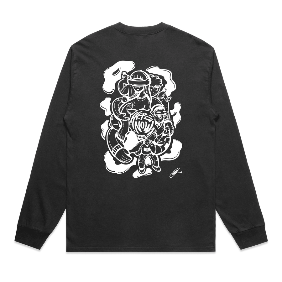 Longsleeve Tee - Human Connection - Faded Black - here\\\now.