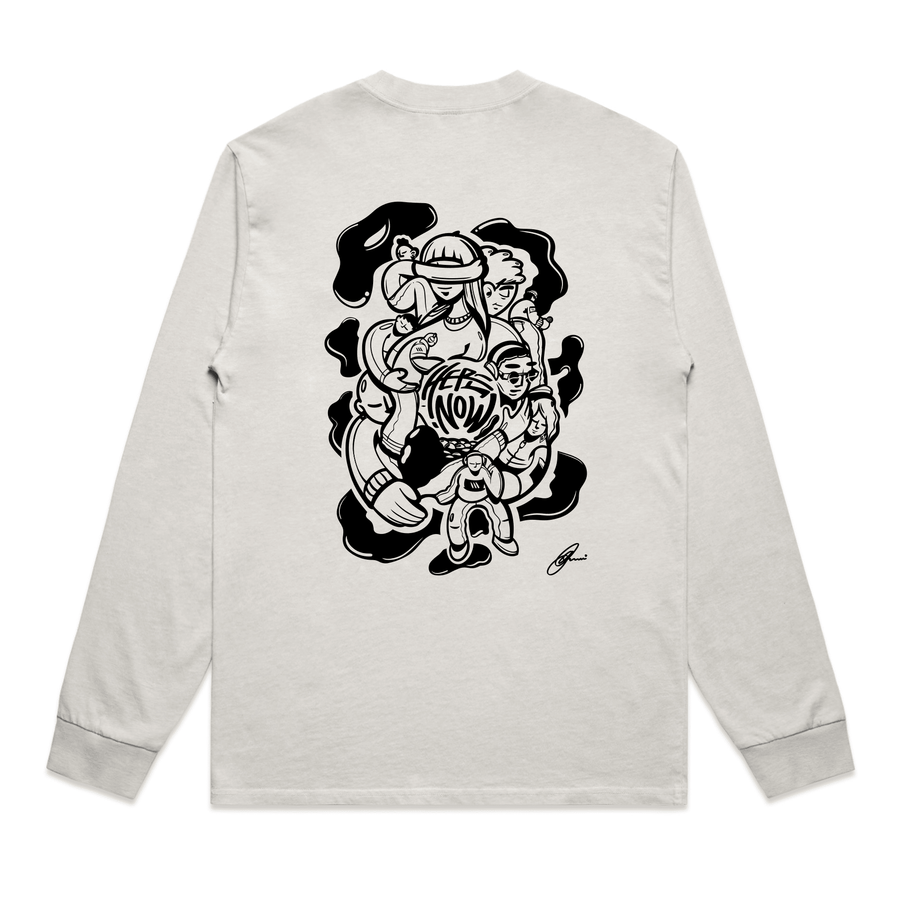 Longsleeve Tee - Human Connection - Faded White - here\\\now.