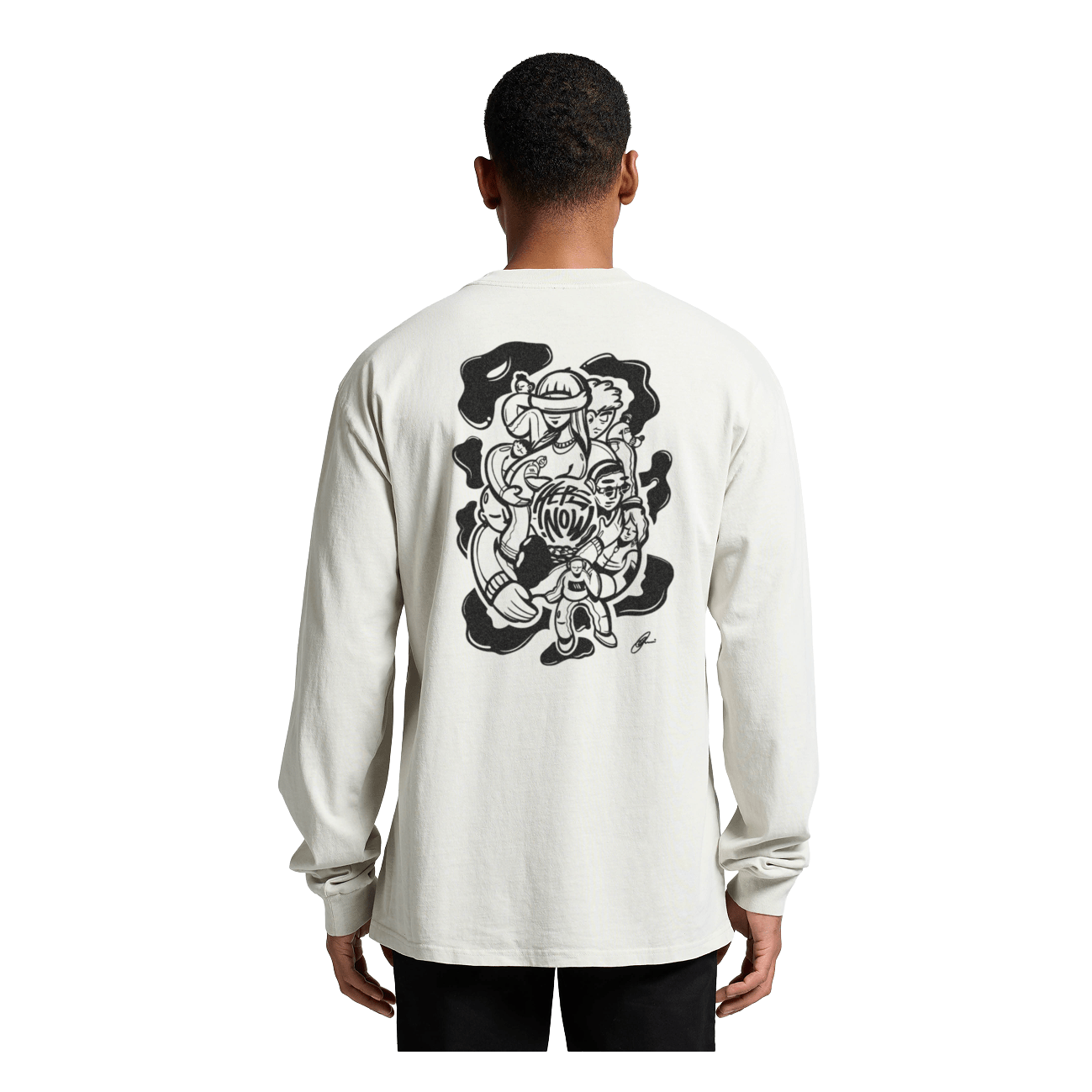 Longsleeve Tee - Human Connection - Faded White - here\\\now.