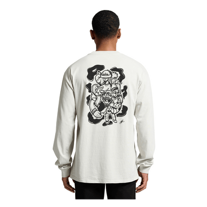 Longsleeve Tee - Human Connection - Faded White - here\\\now.