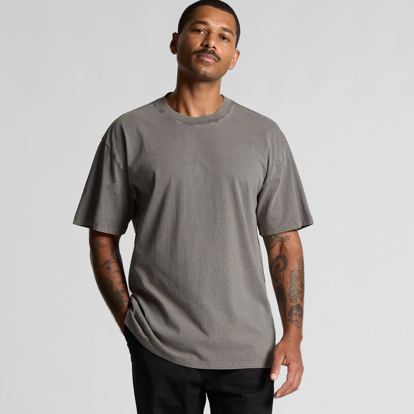 Relaxed Tee - Backprint - Faded Grey - here\\\now.